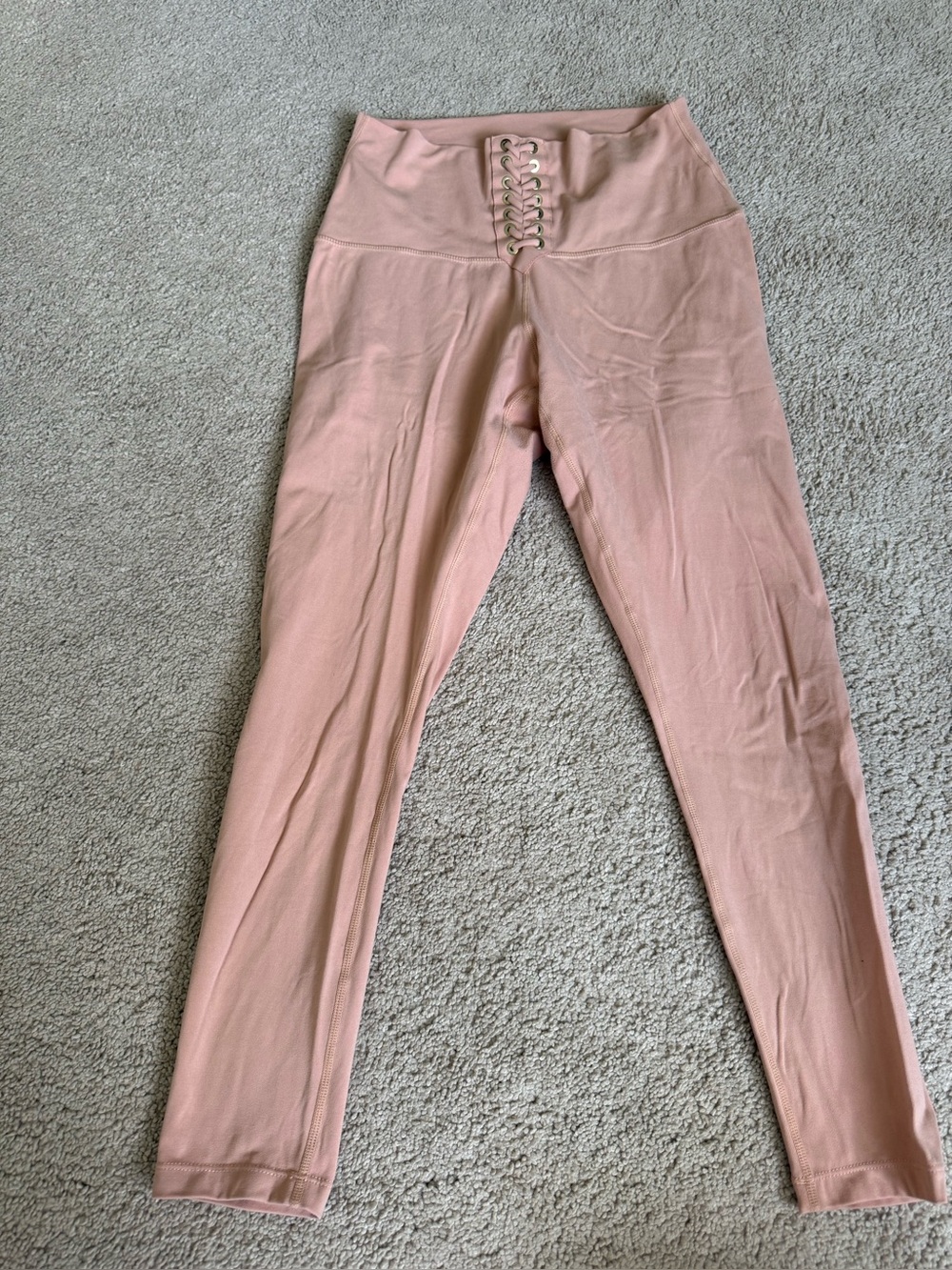 WeWoreWhat High-Waist Lace-Up Tan Active Leggings L